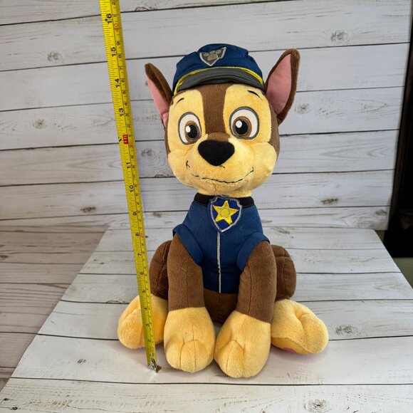 Paw Patrol Chase Plush Stuffed Animal Toy Dog 16" Brown Blue Hat Backpack Outfit - Picture 14 of 14